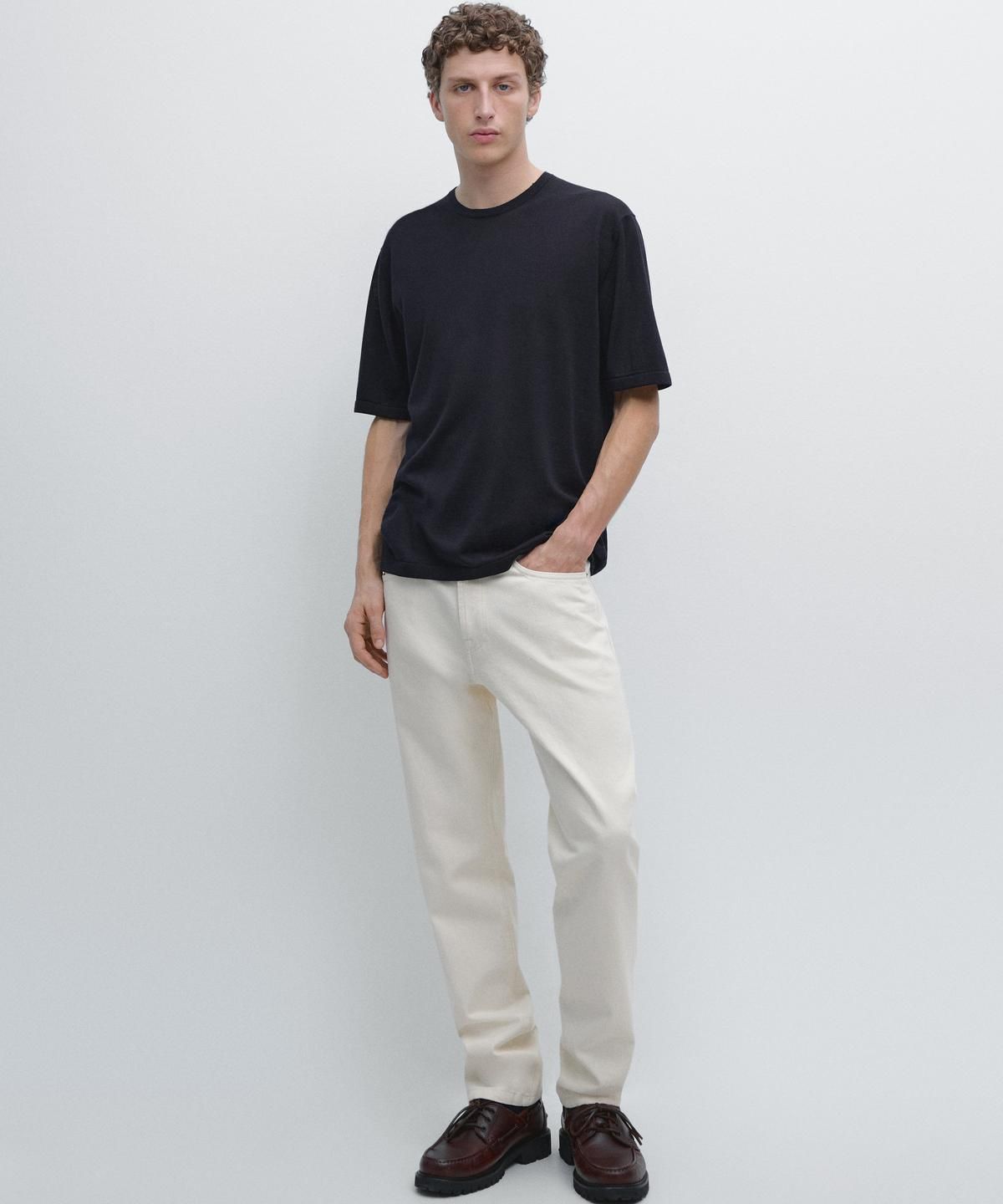 마시모두띠(MASSIMO DUTTI) 울 혼방 반팔 니트