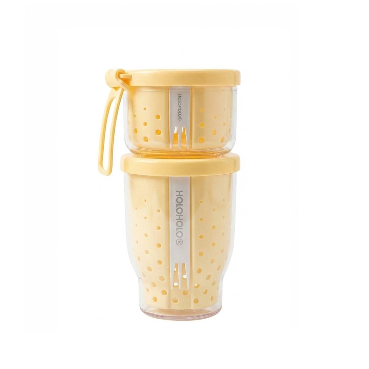 홀로홀로(HOLOHOLO) 후르츠팟 과일 샐러드 도시락 용기 400ml+750ml 2종set - 옐로우