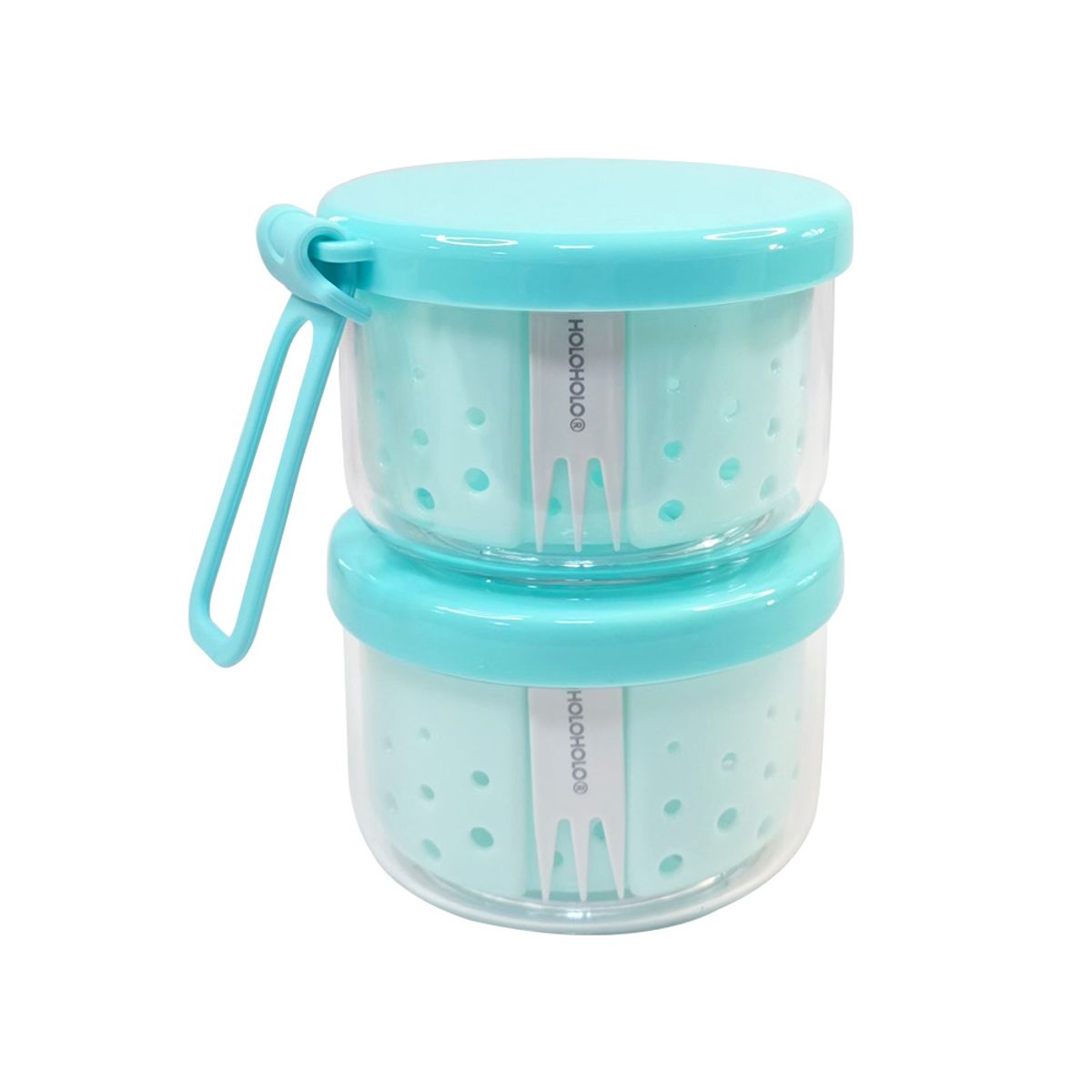 홀로홀로(HOLOHOLO) 후르츠팟 과일 샐러드 도시락 용기 400ml+400ml 2종set - 블루