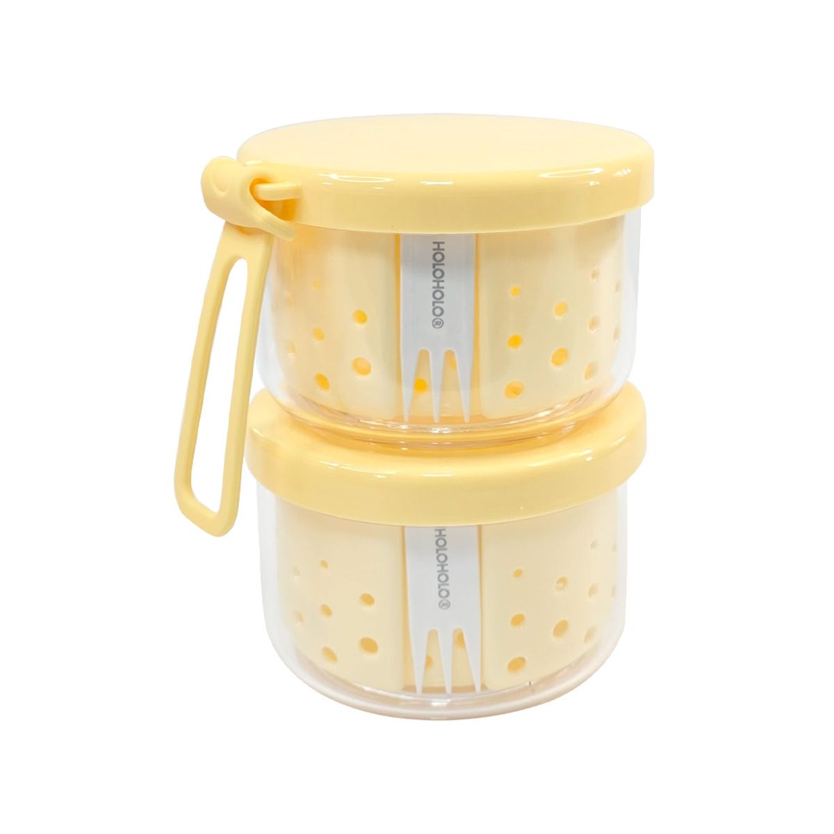 홀로홀로(HOLOHOLO) 후르츠팟 과일 샐러드 도시락 용기 400ml+400ml 2종set - 옐로우