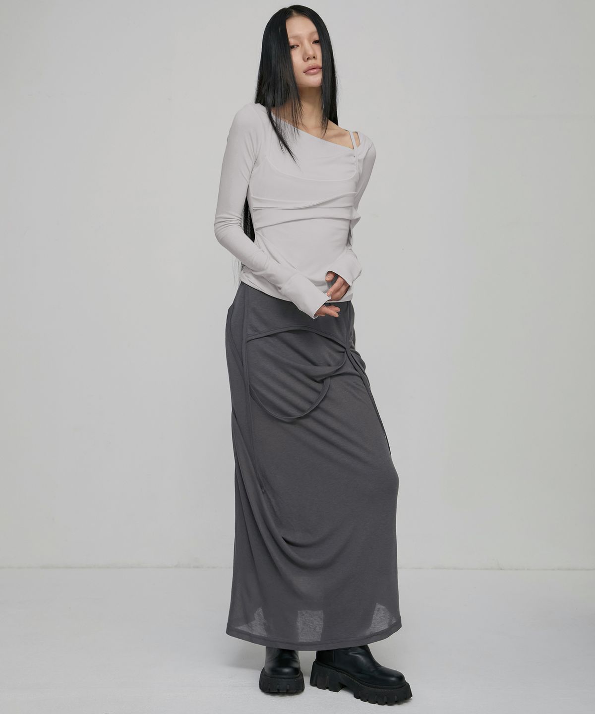 플레어업(FLAREUP) Layered Bustier Long Sleeve (FL-105_Cloud White)