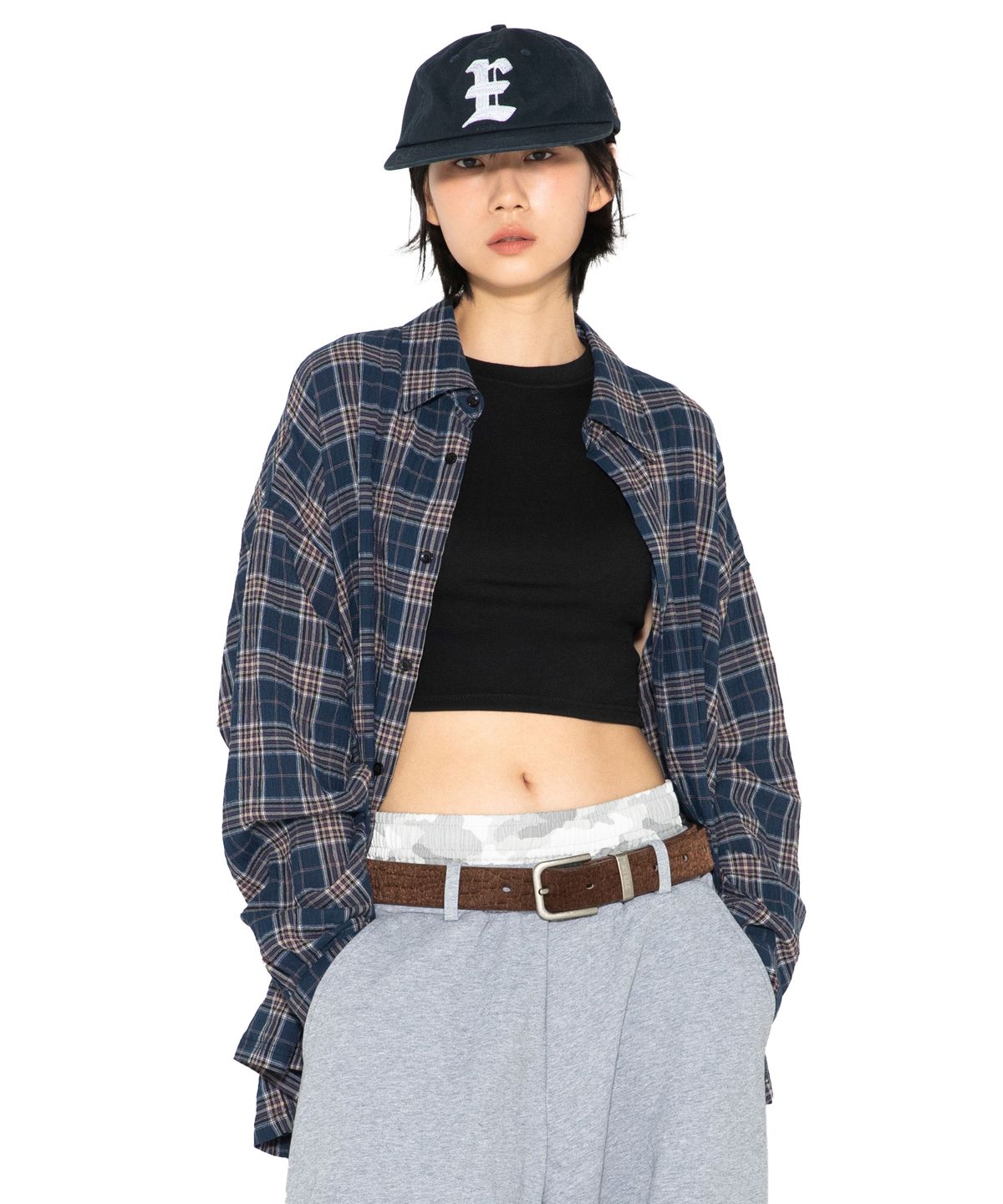 엑스톤즈(XTONZ) XTS042 라이트 체크 셔츠 (NAVY)