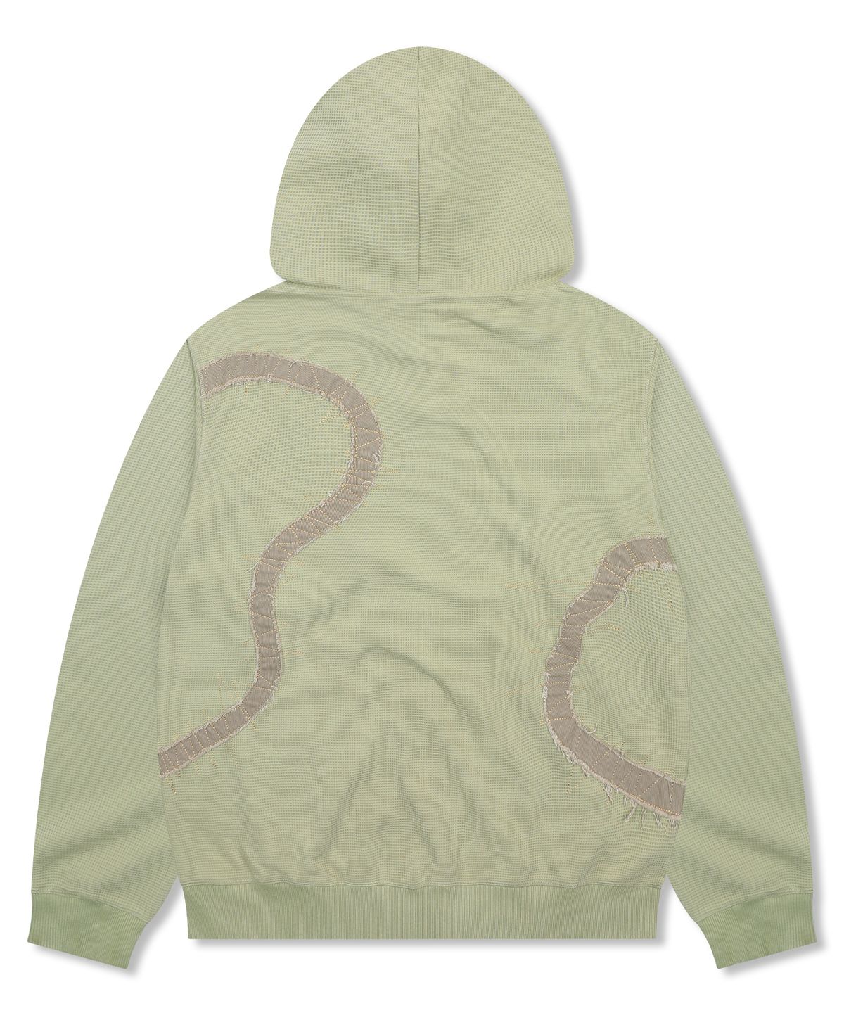엑스톤즈(XTONZ) XTT151 플로우 아플리케 와플 후드 집업 (SAGE GREEN)