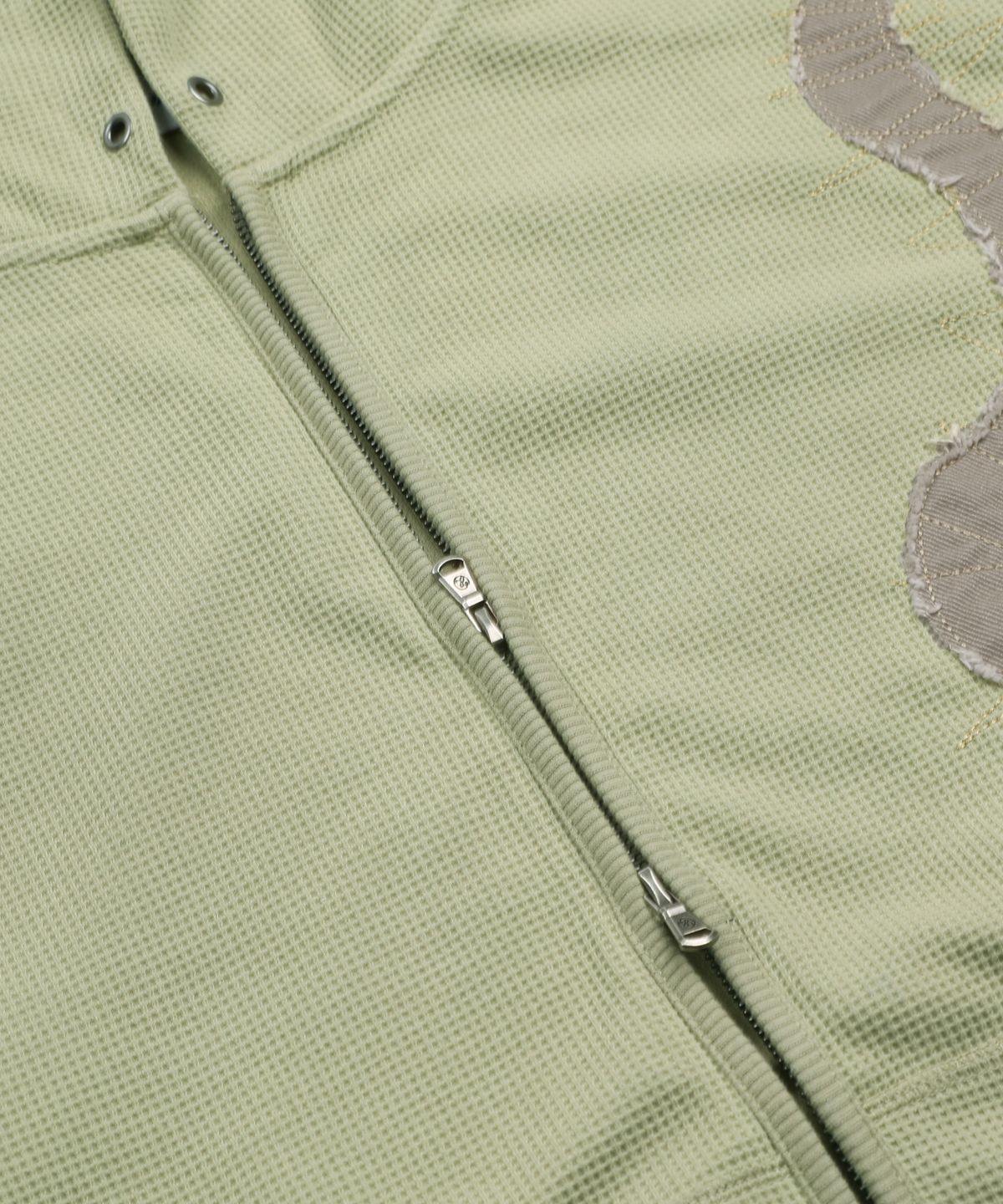 엑스톤즈(XTONZ) XTT151 플로우 아플리케 와플 후드 집업 (SAGE GREEN)