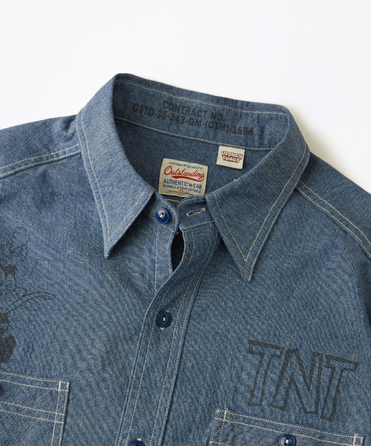 아웃스탠딩(OUTSTANDING) [LOONEY TUNES] USN CHAMBRAY SHIRT_L.BLUE