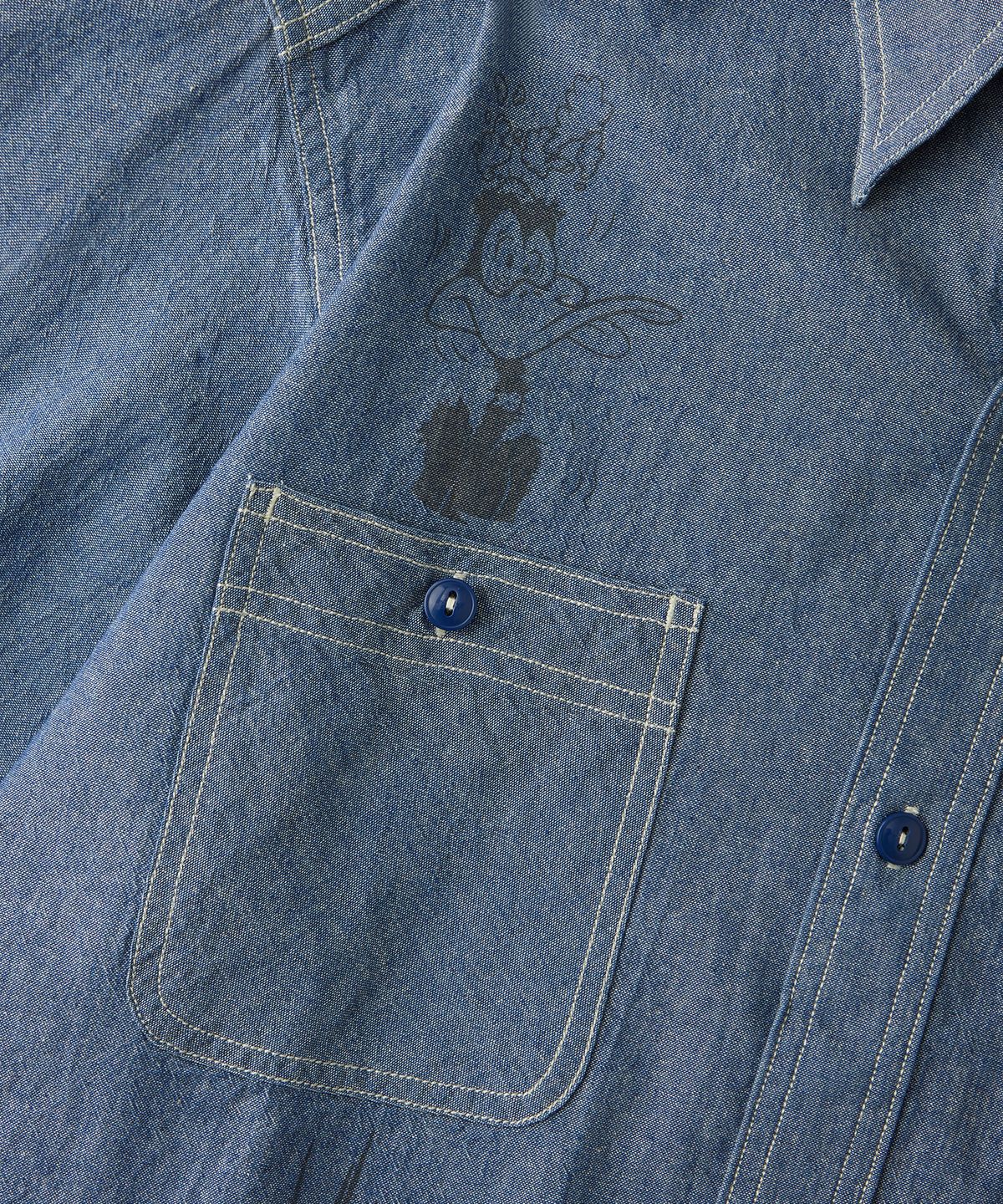 아웃스탠딩(OUTSTANDING) [LOONEY TUNES] USN CHAMBRAY SHIRT_L.BLUE