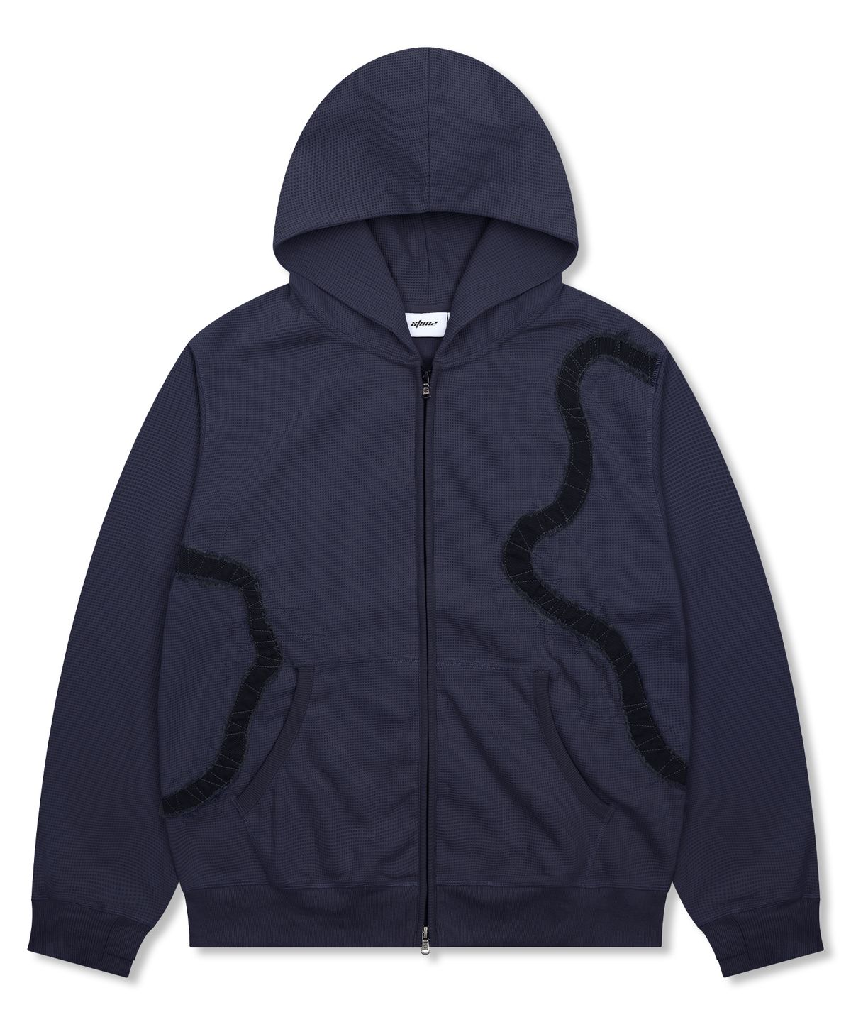 엑스톤즈(XTONZ) XTT151 플로우 아플리케 와플 후드 집업 (NAVY)