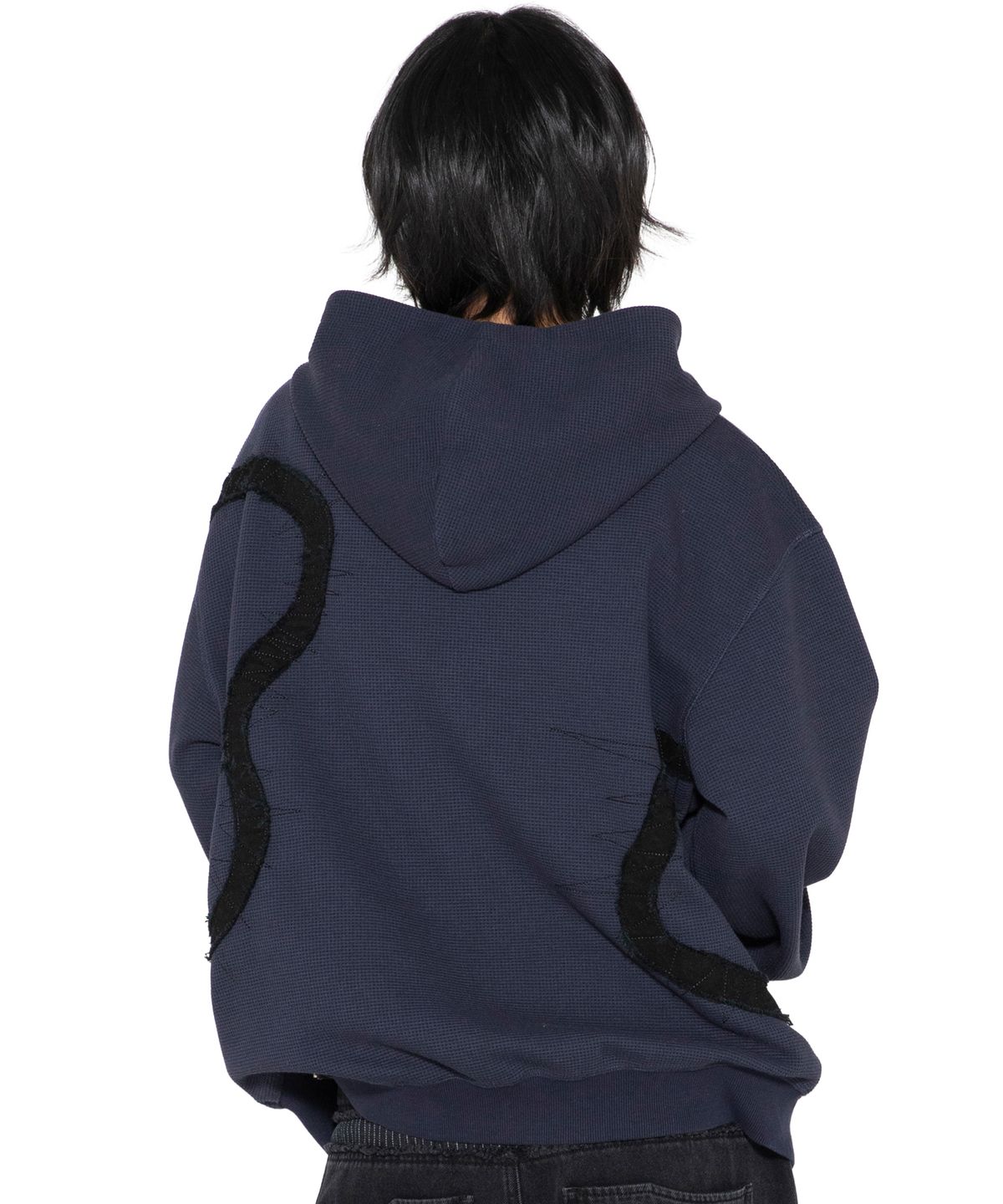 엑스톤즈(XTONZ) XTT151 플로우 아플리케 와플 후드 집업 (NAVY)