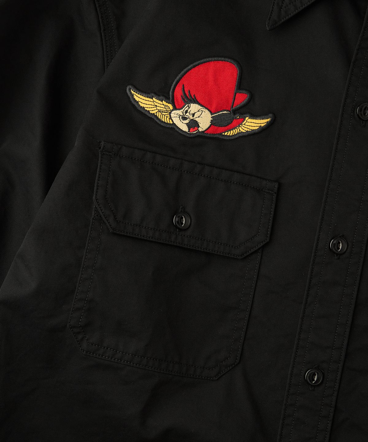 아웃스탠딩(OUTSTANDING) [LOONEY TUNES] TRIPLE STITCH MECHANIC SHIRT_BLACK