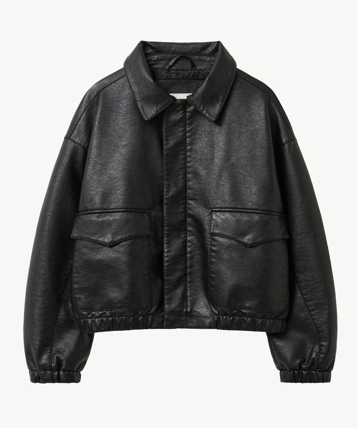 브이투(VTWO) 8301 크롭 레더 워싱 자켓 (BLACK)