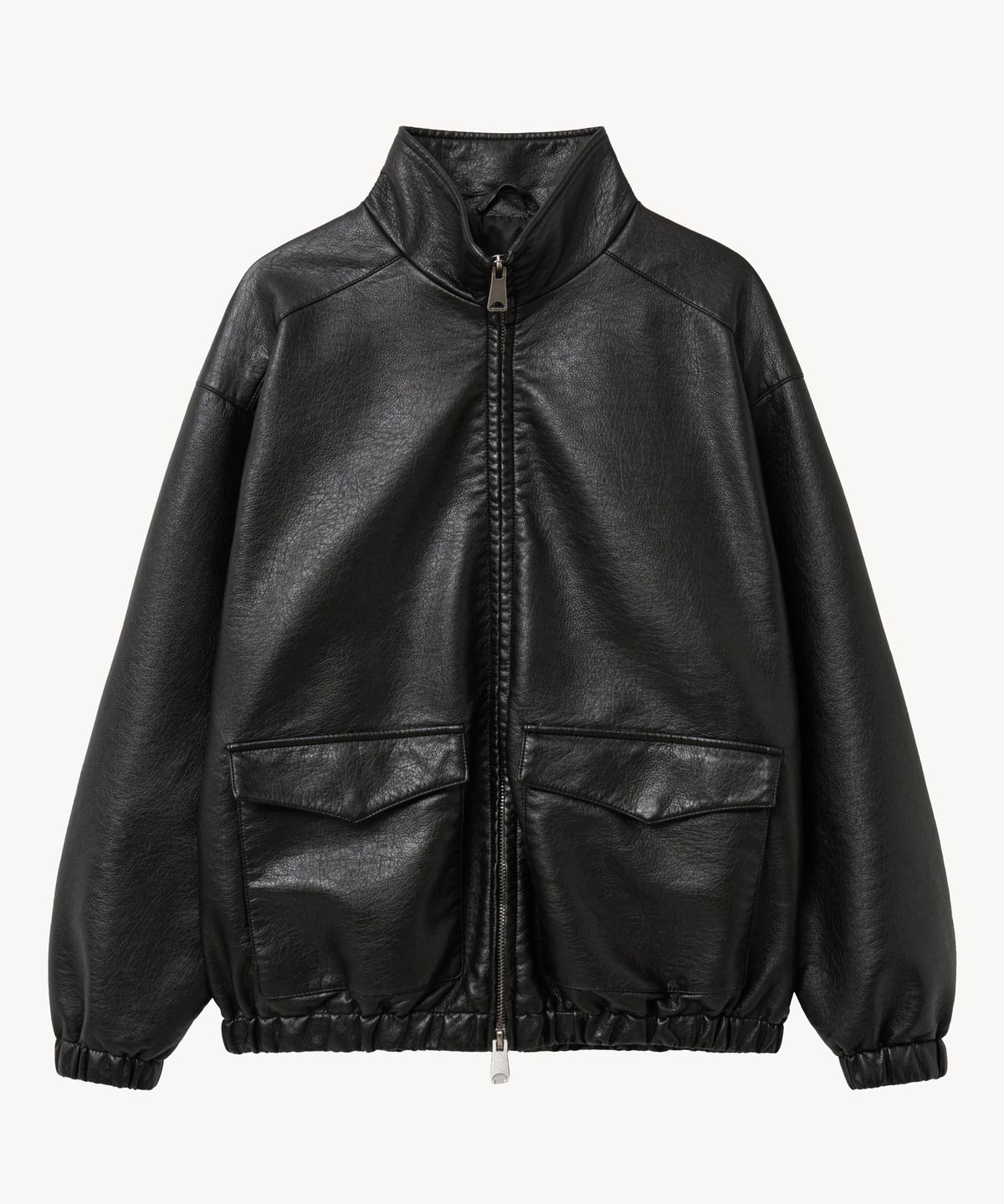 브이투(VTWO) 8299 워싱 레더 오버핏 자켓 (BLACK)
