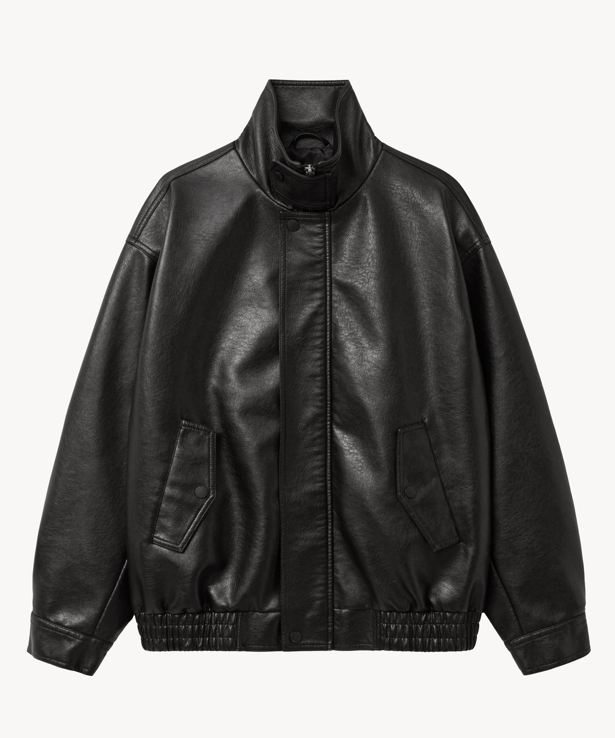 브이투(VTWO) 8279 오버핏 워싱 레더 자켓 (BLACK)