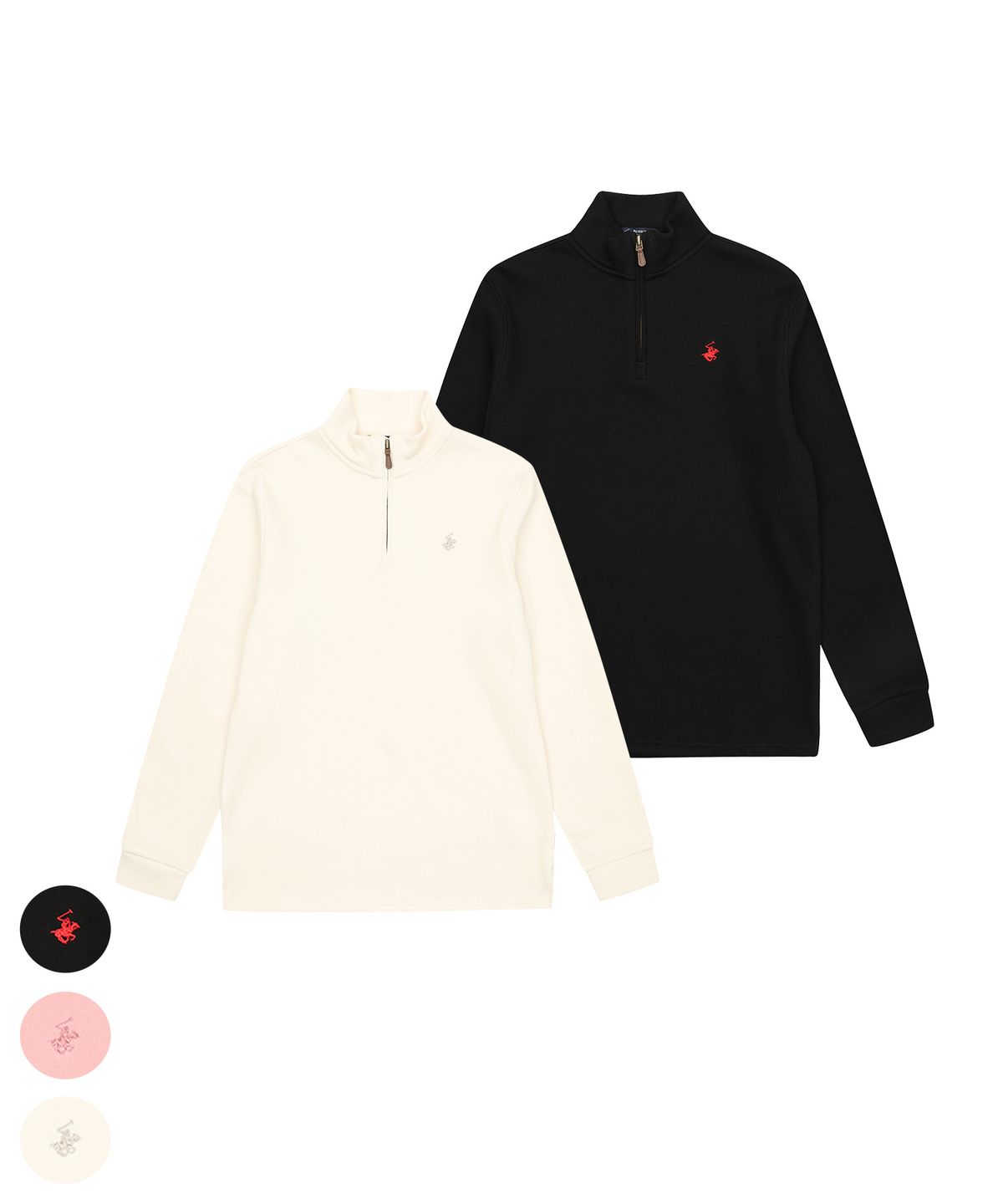 비버리힐스 폴로클럽(BHPOLOCLUB) [2PACK] 여성 시그니처 기모 하프집업 3Color TS484