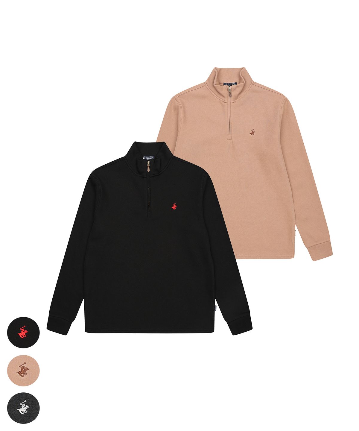 비버리힐스 폴로클럽(BHPOLOCLUB) [2PACK]남성 시그니처 기모 하프집업 3Color TS483