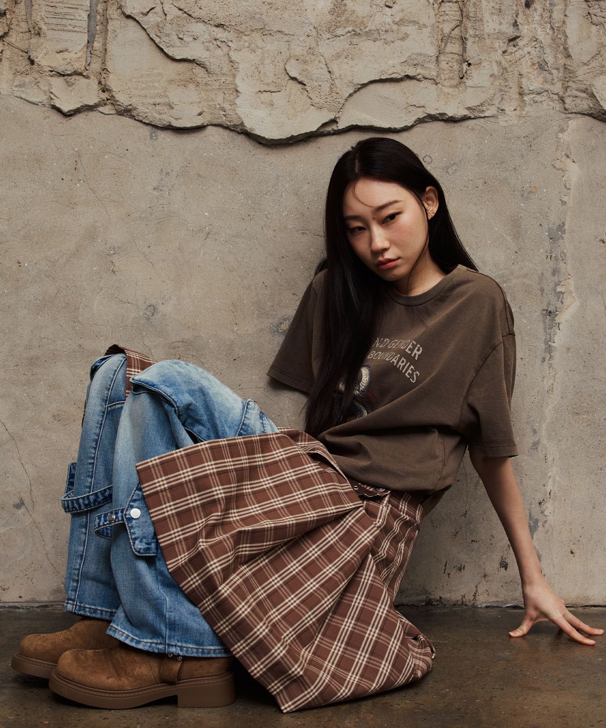 베테제(VETEZE) Karv Buckle Wrap Skirt (Brown)