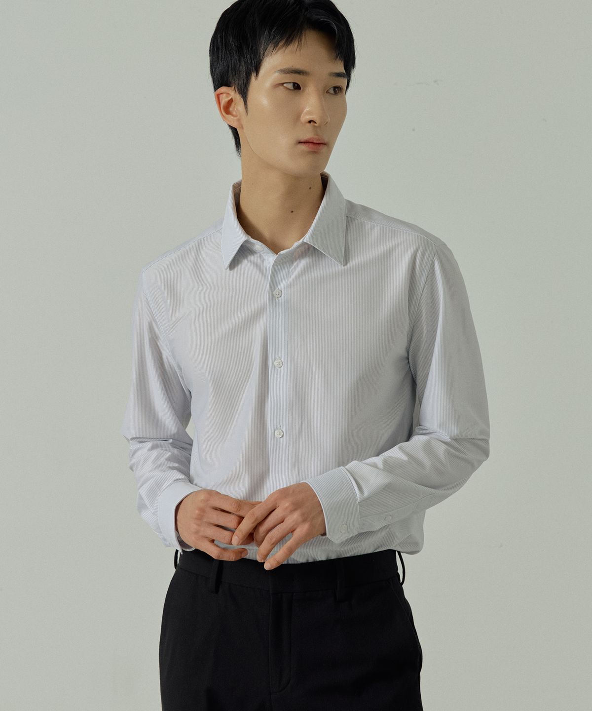 210에디트(210EDIT) 남성 링클프리 프리덤 셔츠 [스트라이프 그레이]_CZ5SH200