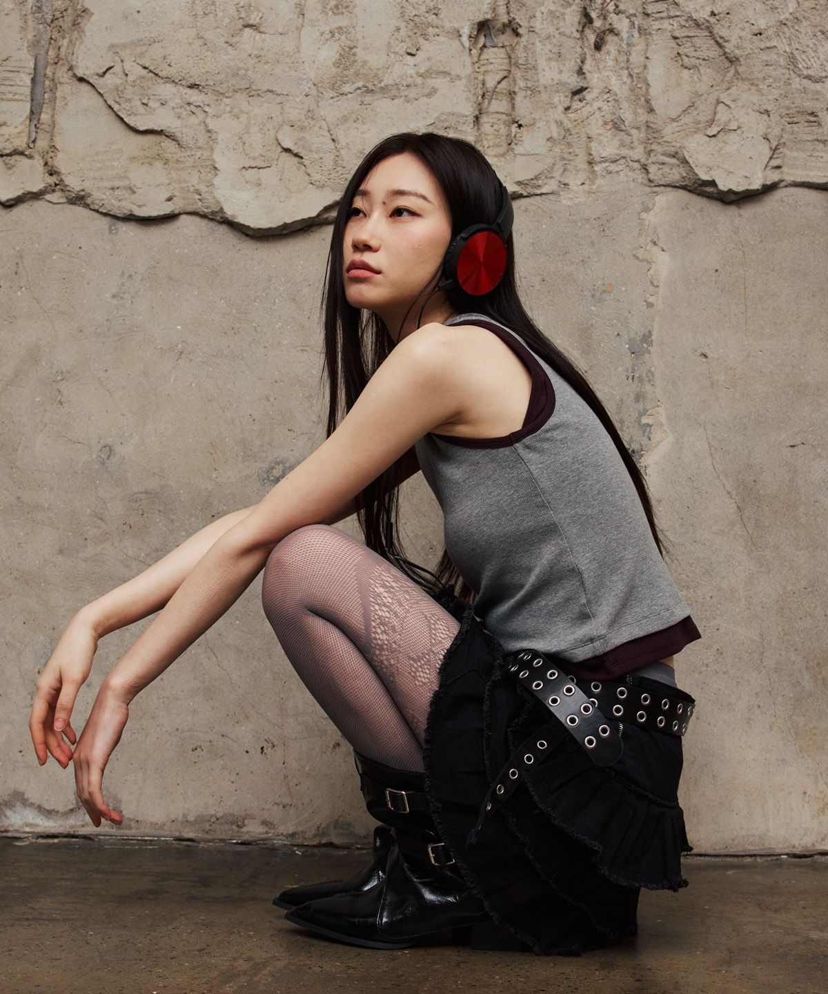 베테제(VETEZE) Slim Fit Layered Sleeveless (Gray/P)