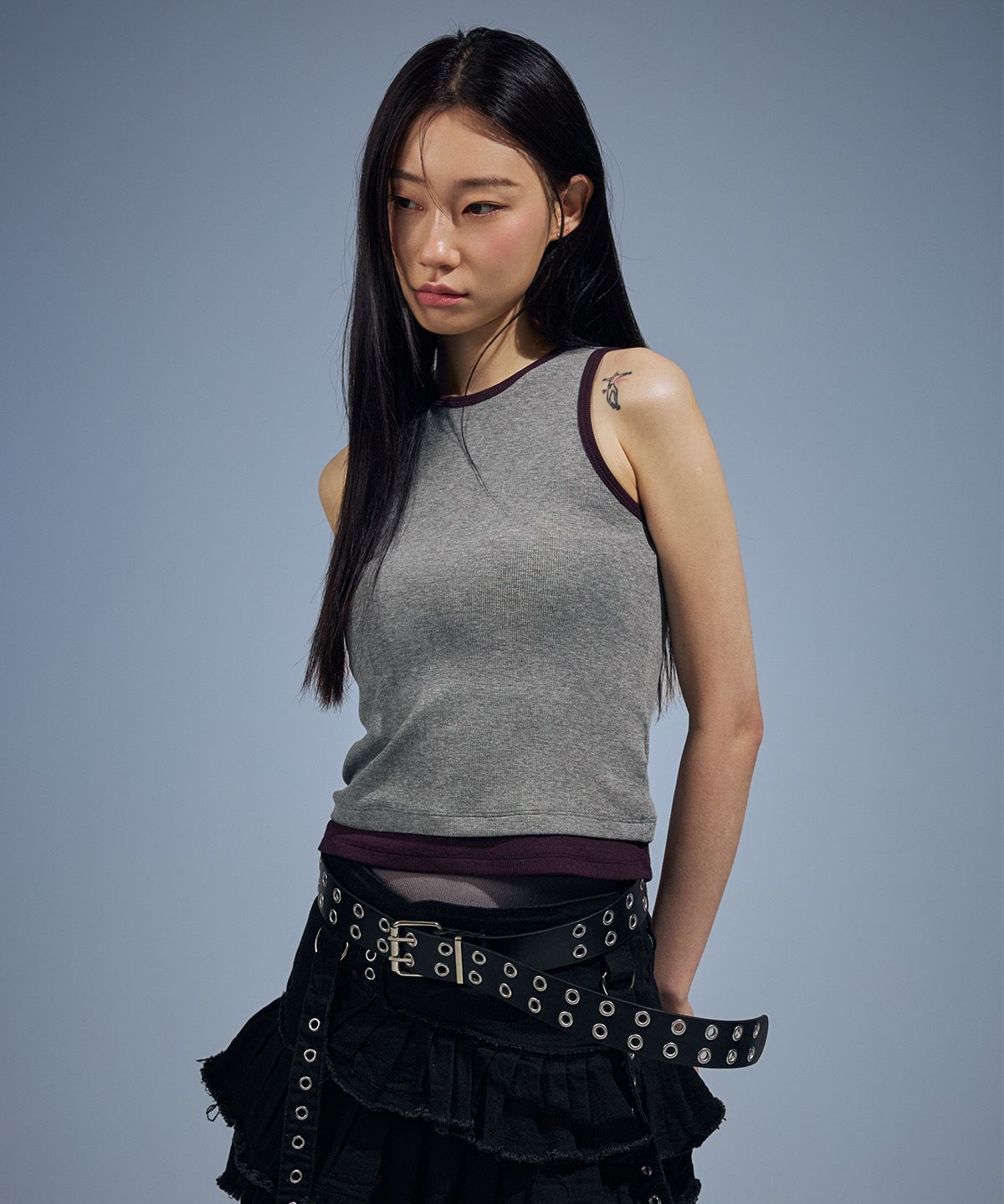 베테제(VETEZE) Slim Fit Layered Sleeveless (Gray/P)