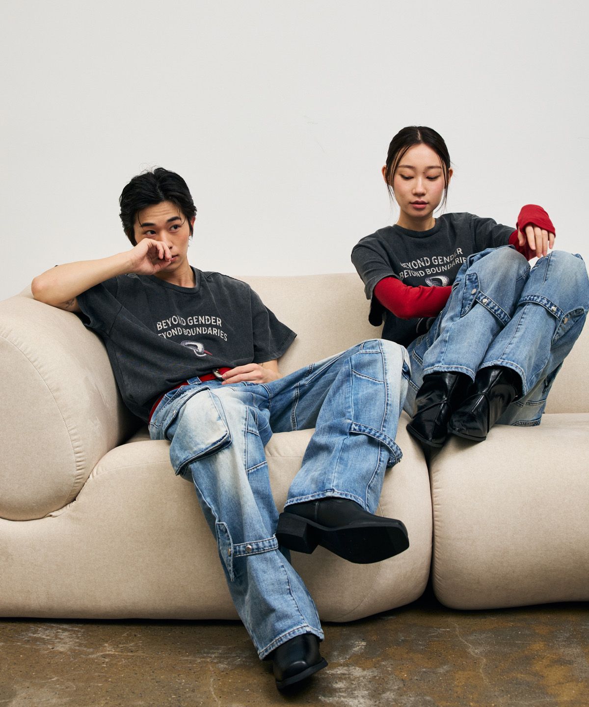 베테제(VETEZE) BGBB Snake Garment Dyed half T (Black)