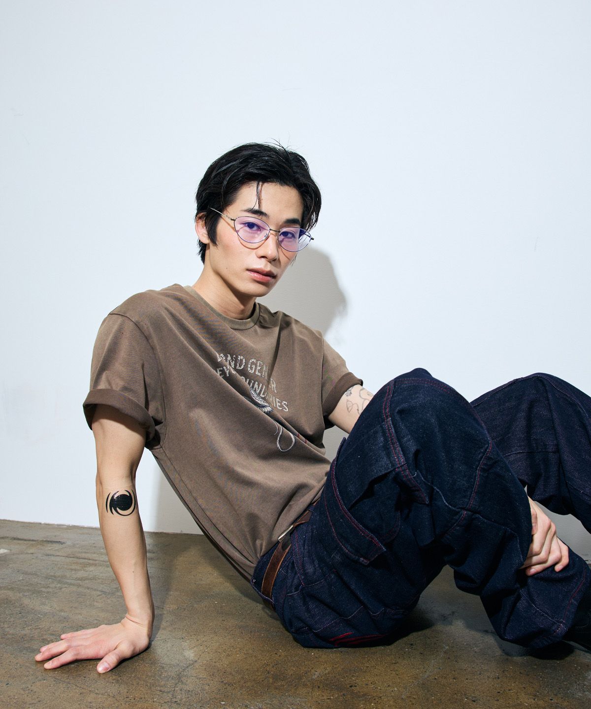 베테제(VETEZE) BGBB Snake Garment Dyed half T (Brown)