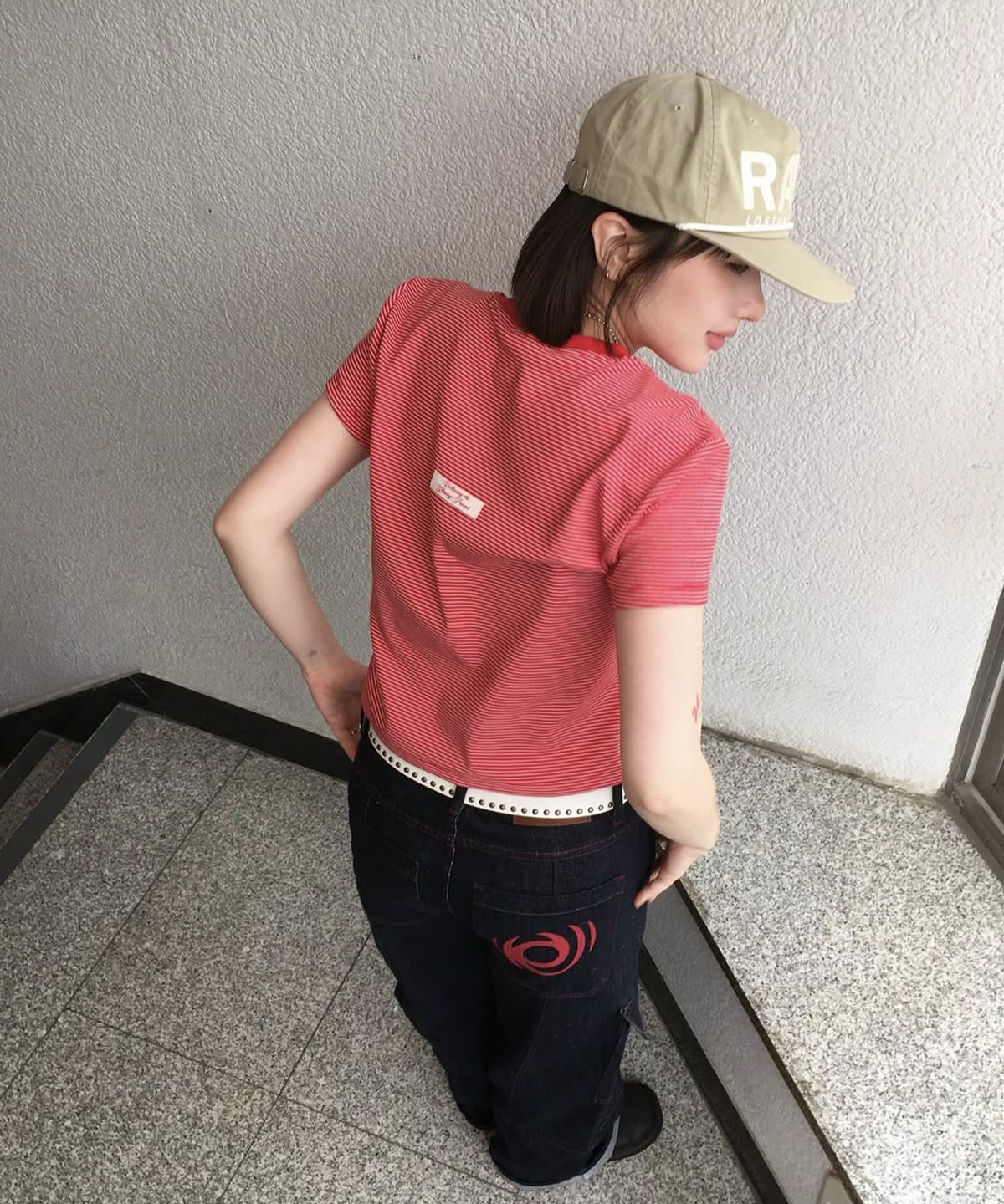 베테제(VETEZE) Red Stitch Indigo Cargo Denim Pants