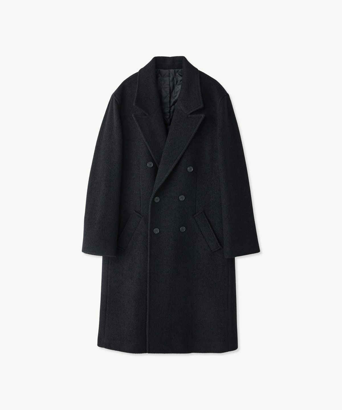 에스티코(STCO) 더블 브레스티드 부클 WOOL 코트_블랙 (오버핏)_SCTVD75OSB