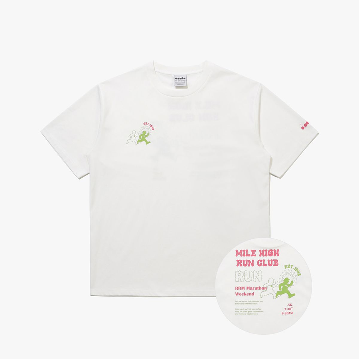 디아도라(diadora) HIGH MILE 런클럽 그래픽 반팔 티셔츠 IVORY