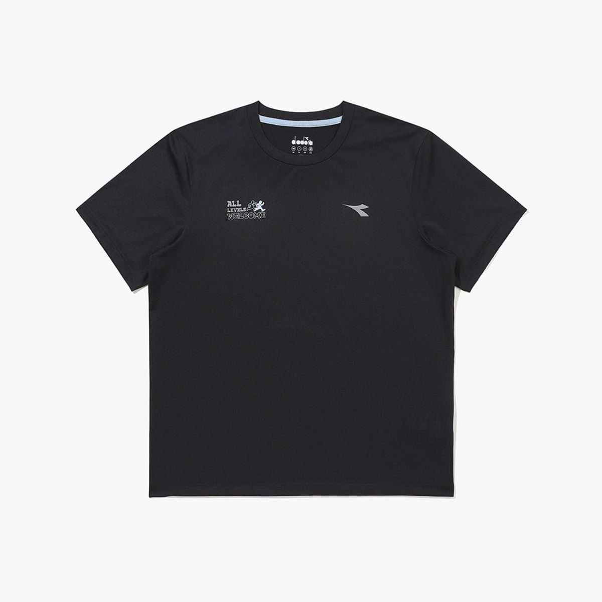 디아도라(diadora) 기능성 폴리 메쉬 러닝 반팔 티셔츠 블랙 BLACK