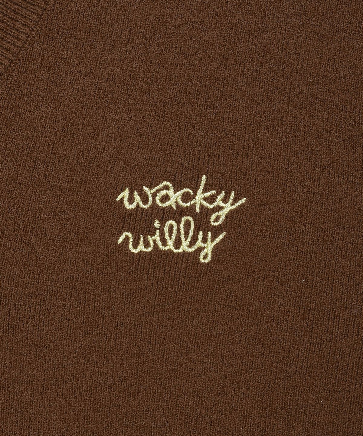 와키윌리(WACKY WILLY) 우먼스 릴리 도트 브이넥 풀오버 브라운