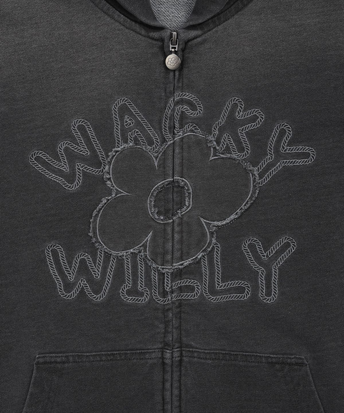 와키윌리(WACKY WILLY) 우먼스 빅릴리 데님워싱 오버핏 후드집업 그레이
