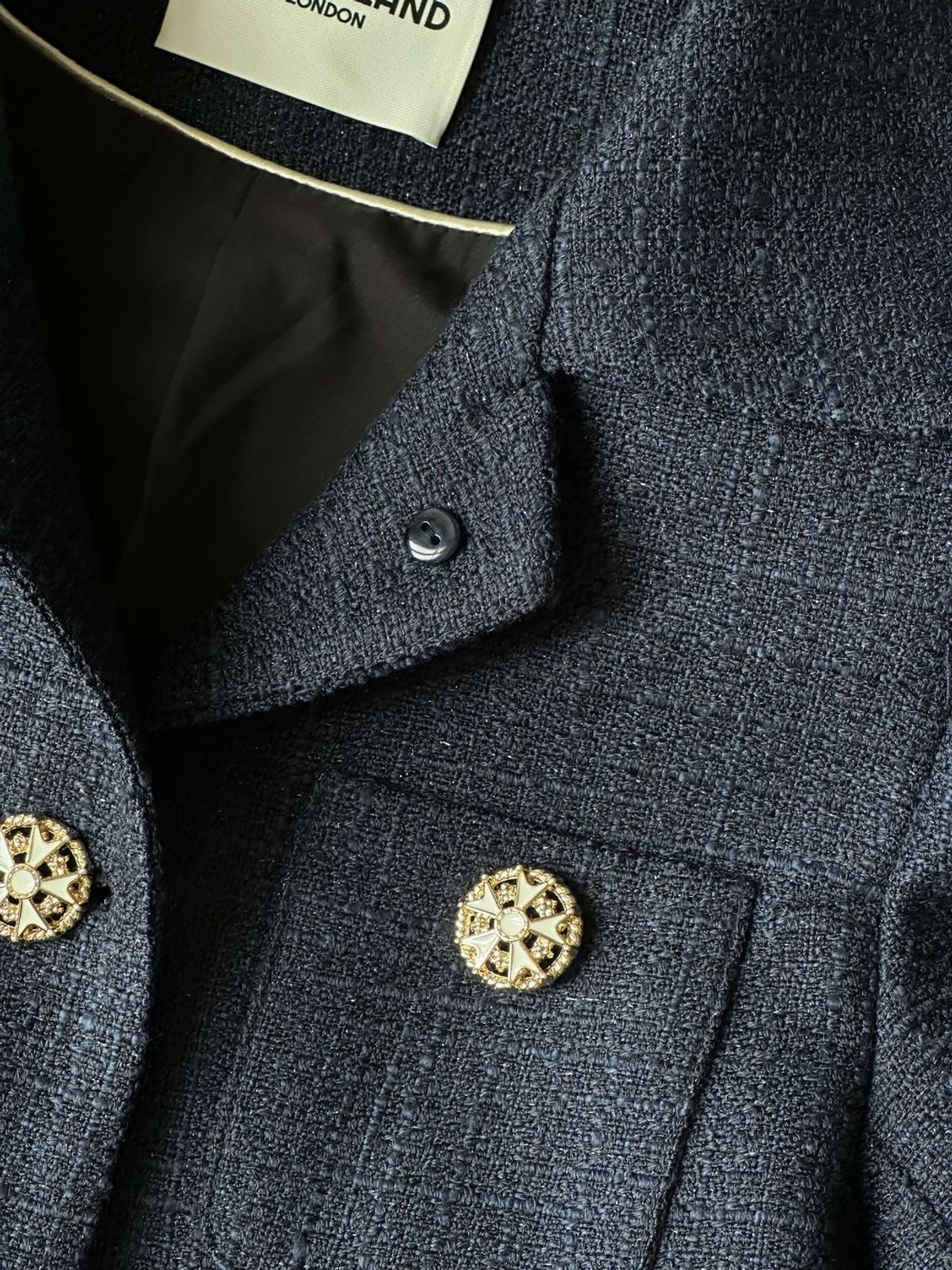엘시 아일랜드(ELCY ISLAND) Classic Tailored Tweed Jacket (NAVY)