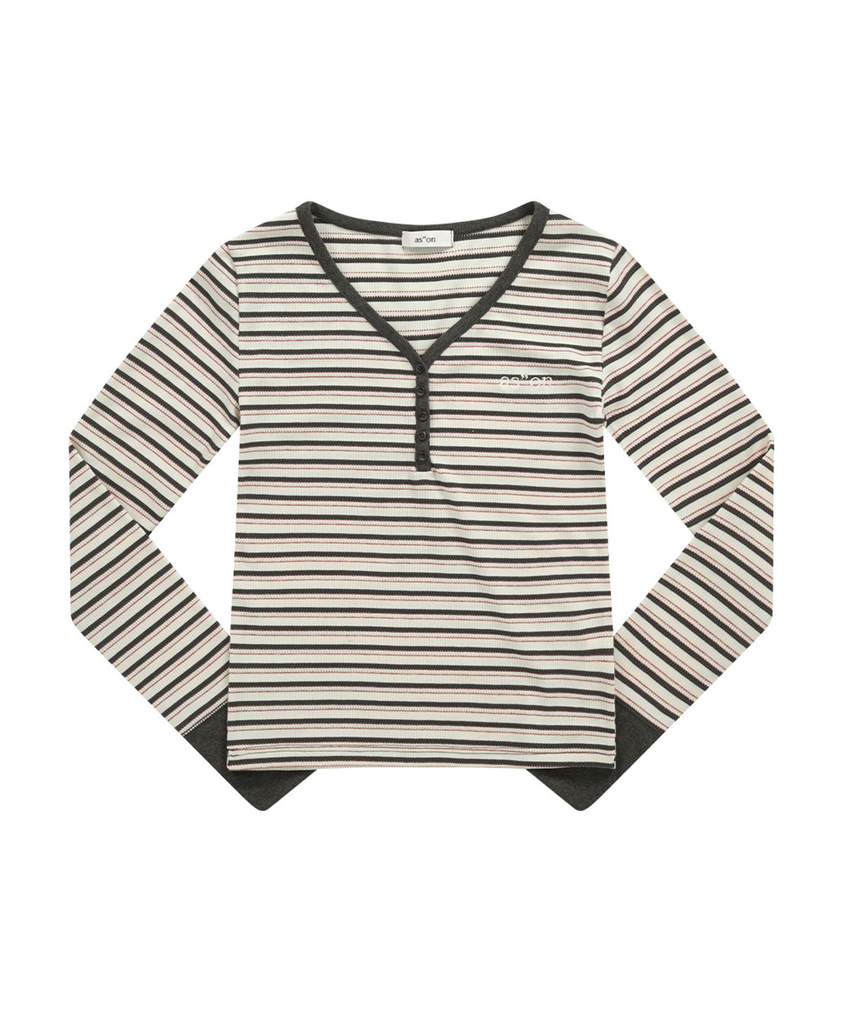 애즈온(ASON) VATICAN STRIPE TEE / CHARCOAL