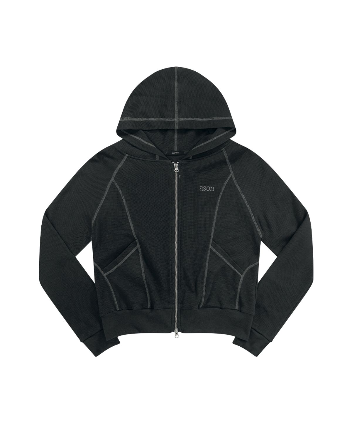 애즈온(ASON) BUNNY TRAINING HOOD ZIP-UP / CHARCOAL