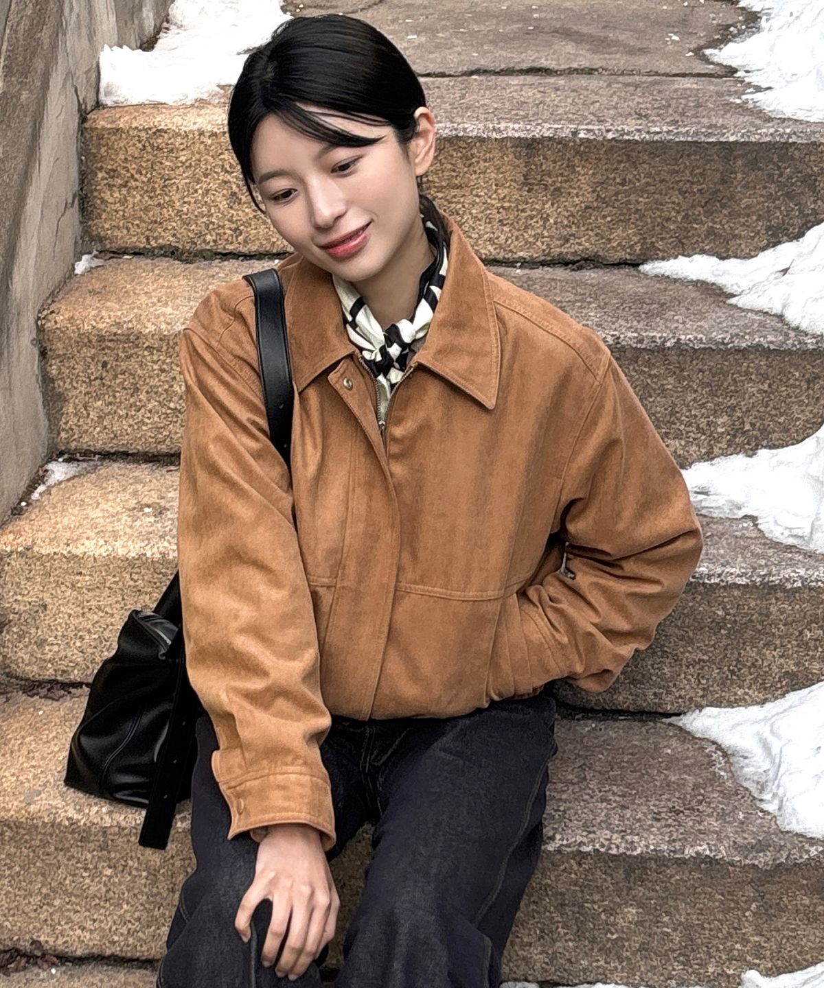 마인드브릿지 우먼(MIND BRIDGE WOMEN) [W]스웨이드 블루종 오버핏 점퍼
