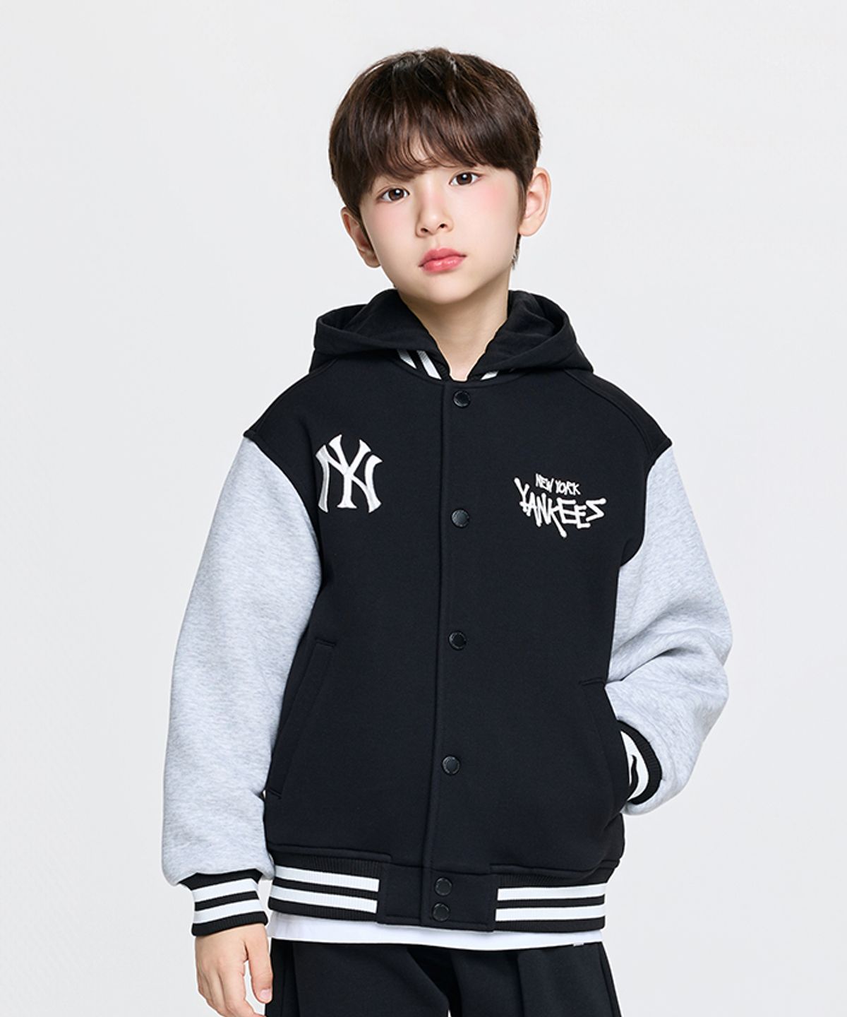 엠엘비 키즈(MLB KIDS) 스트릿 바시티 피케 후드 점퍼 NY (Black)