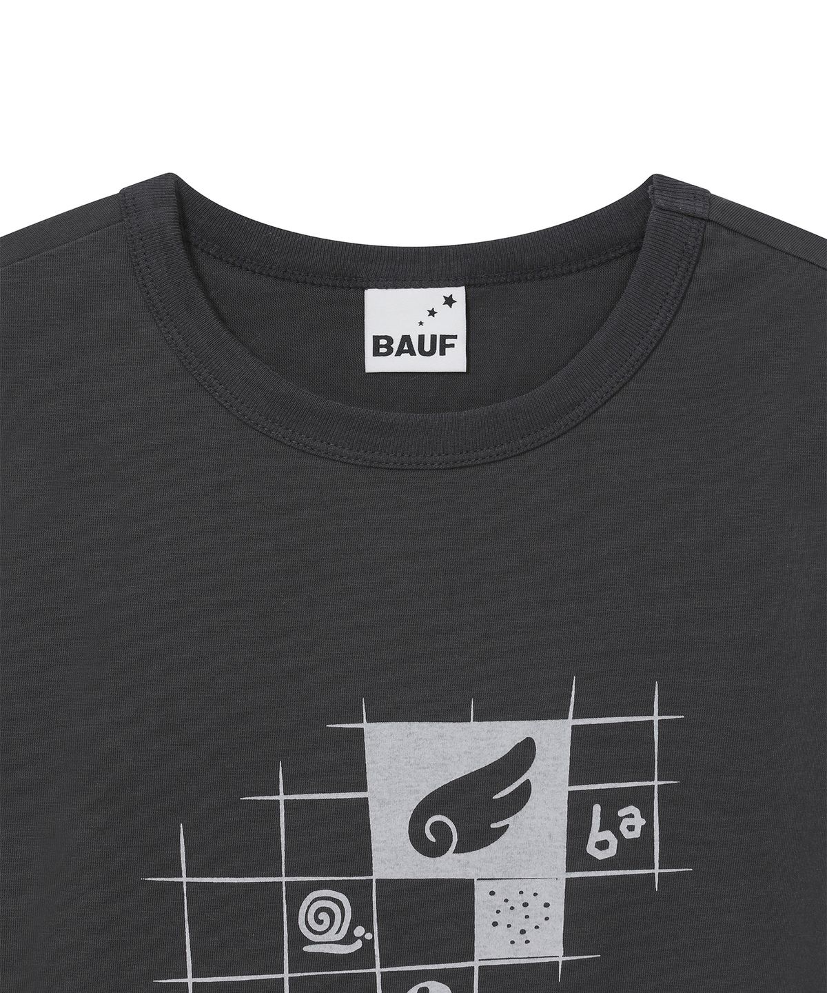 바우프(BAUF) 엔젤 스퀘어 슬림핏 티셔츠 [차콜]