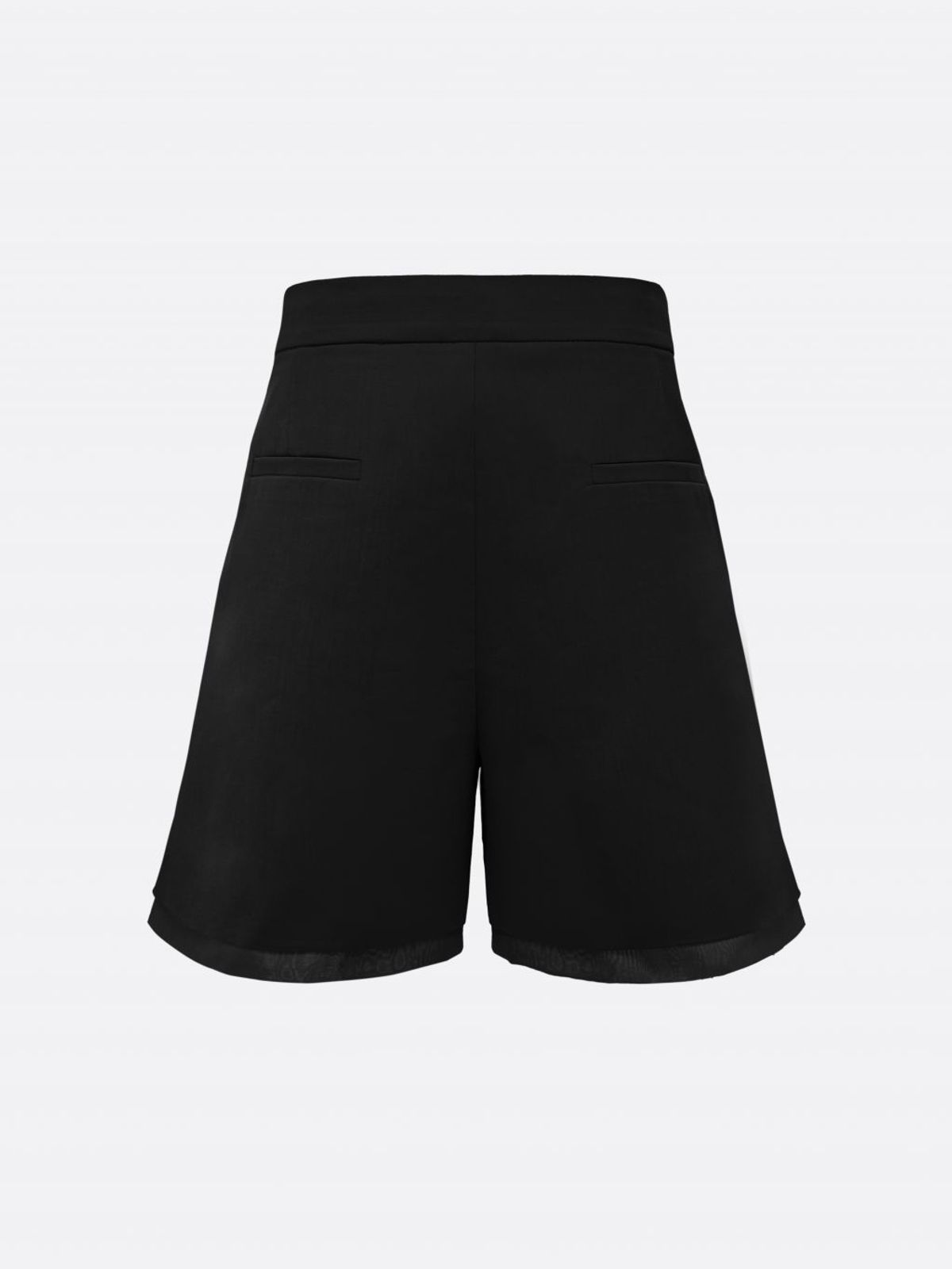 엘시 아일랜드(ELCY ISLAND) Grace Organza-Trim Wool Shorts (BLACK)