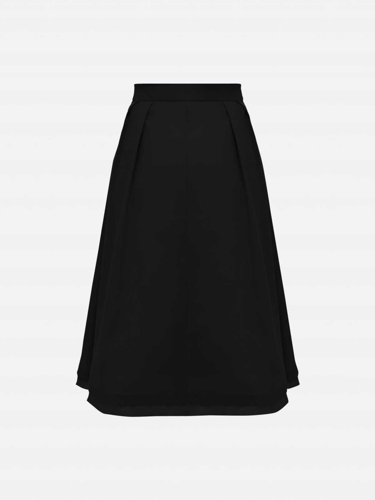 엘시 아일랜드(ELCY ISLAND) Grace Organza-Trim Wool A-line Skirt (BLACK)