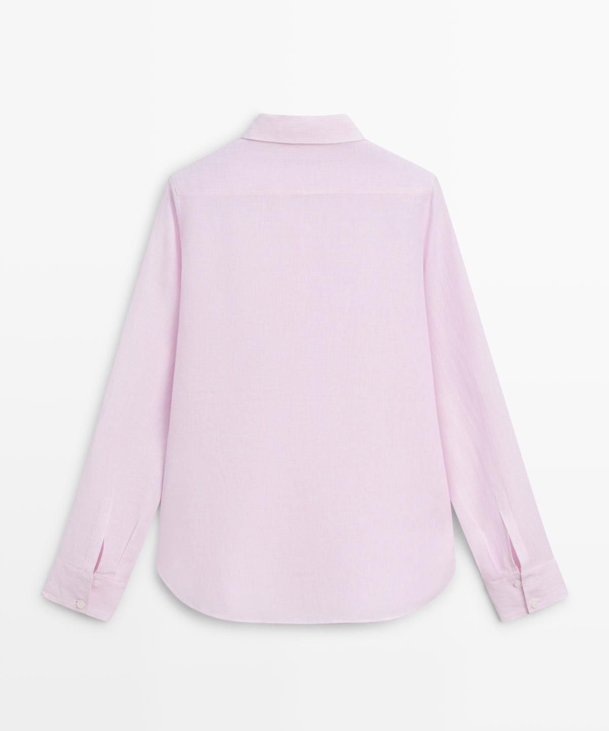 마시모두띠(MASSIMO DUTTI) 100% 린넨 핀스트라이프 프린트 루즈핏 셔츠