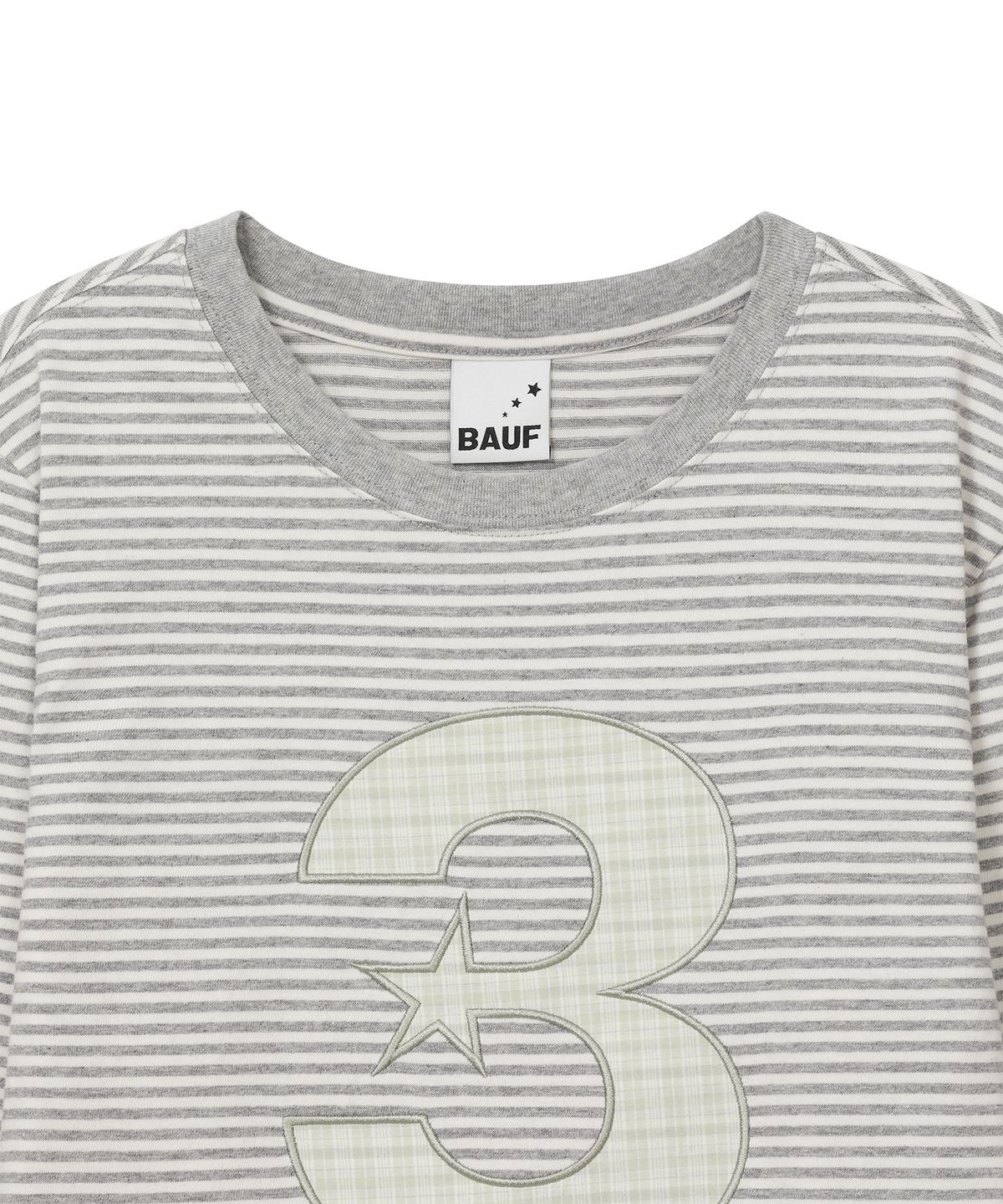 바우프(BAUF) 3 logo 슬림핏 롱슬리브 [스트라이프 그레이]