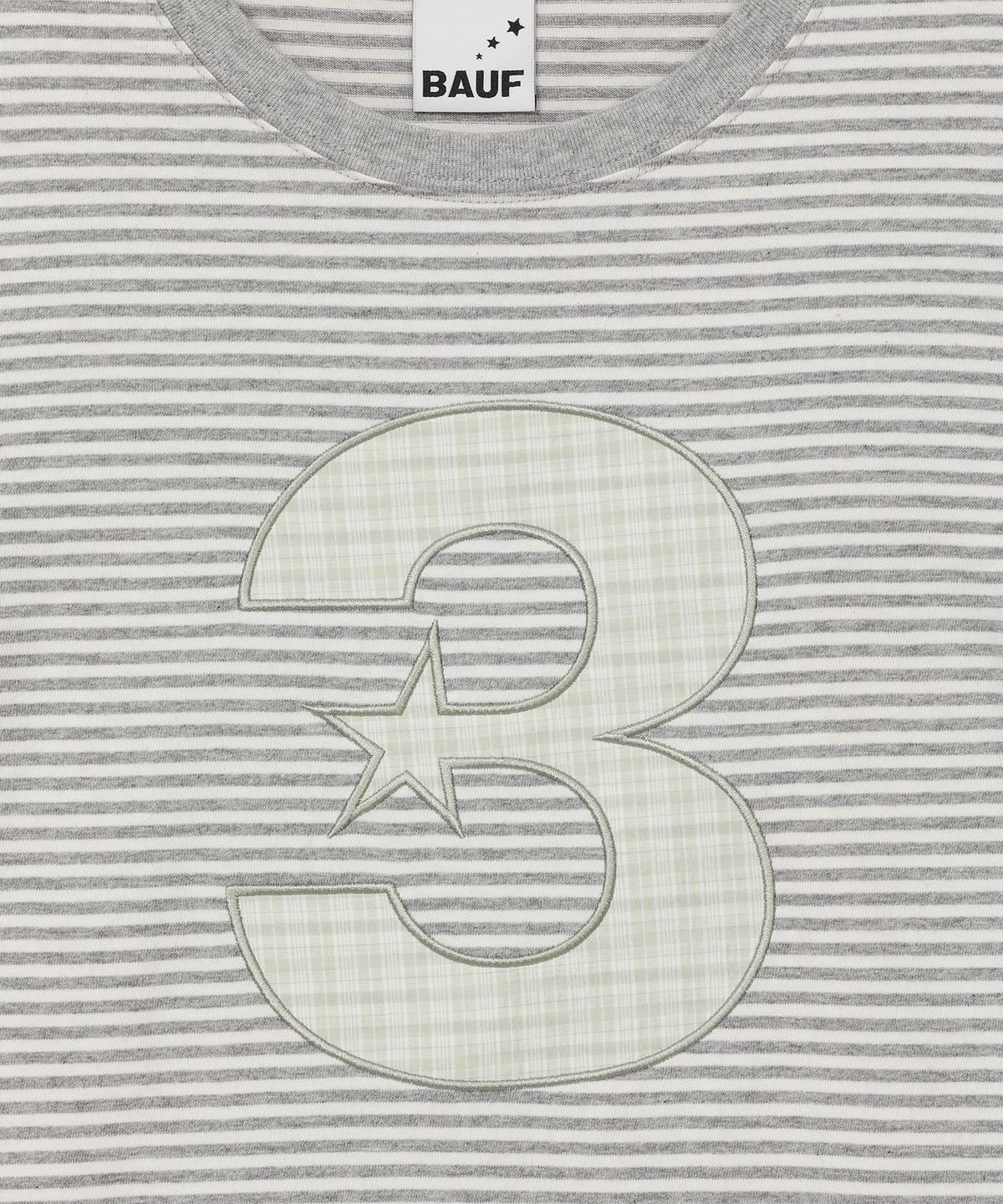 바우프(BAUF) 3 logo 슬림핏 롱슬리브 [스트라이프 그레이]