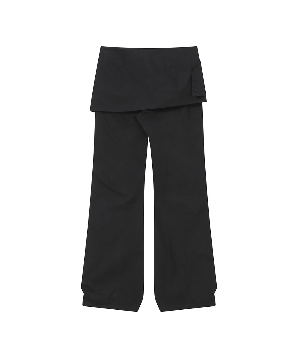 スカート misekiseoul Capri wrap skirt pants SET 미세키서울(MISEKI SEOUL) Layered button wrap skirt pants set BLACK