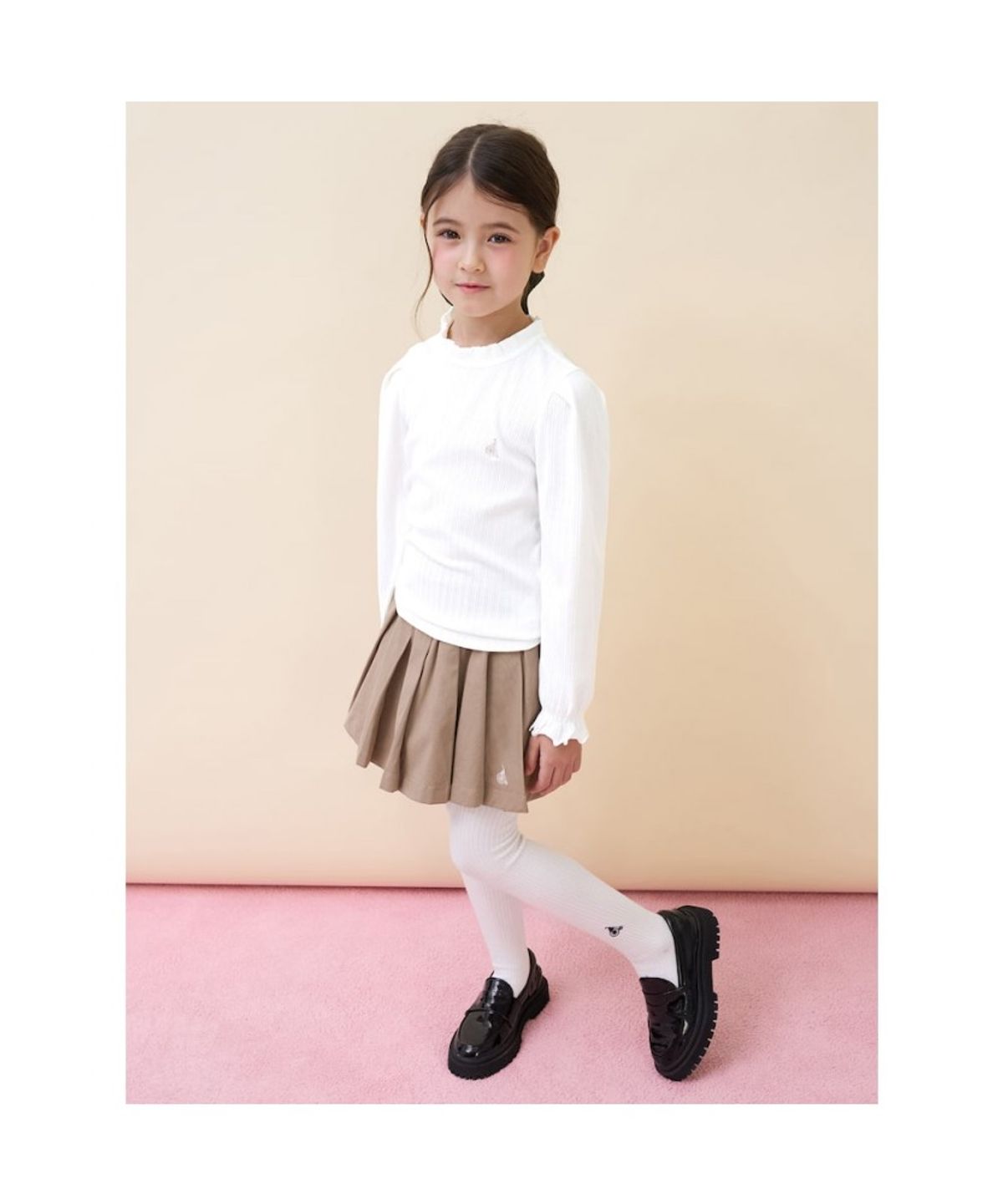 빈폴 키즈(BEANPOLE KIDS) 여아 클래식 포인텔 골지 티셔츠  아이보리 (BI6141G910)