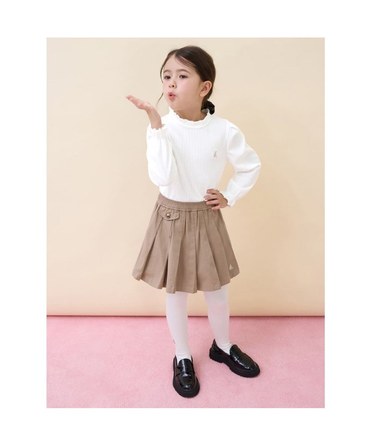 빈폴 키즈(BEANPOLE KIDS) 여아 클래식 포인텔 골지 티셔츠  아이보리 (BI6141G910)