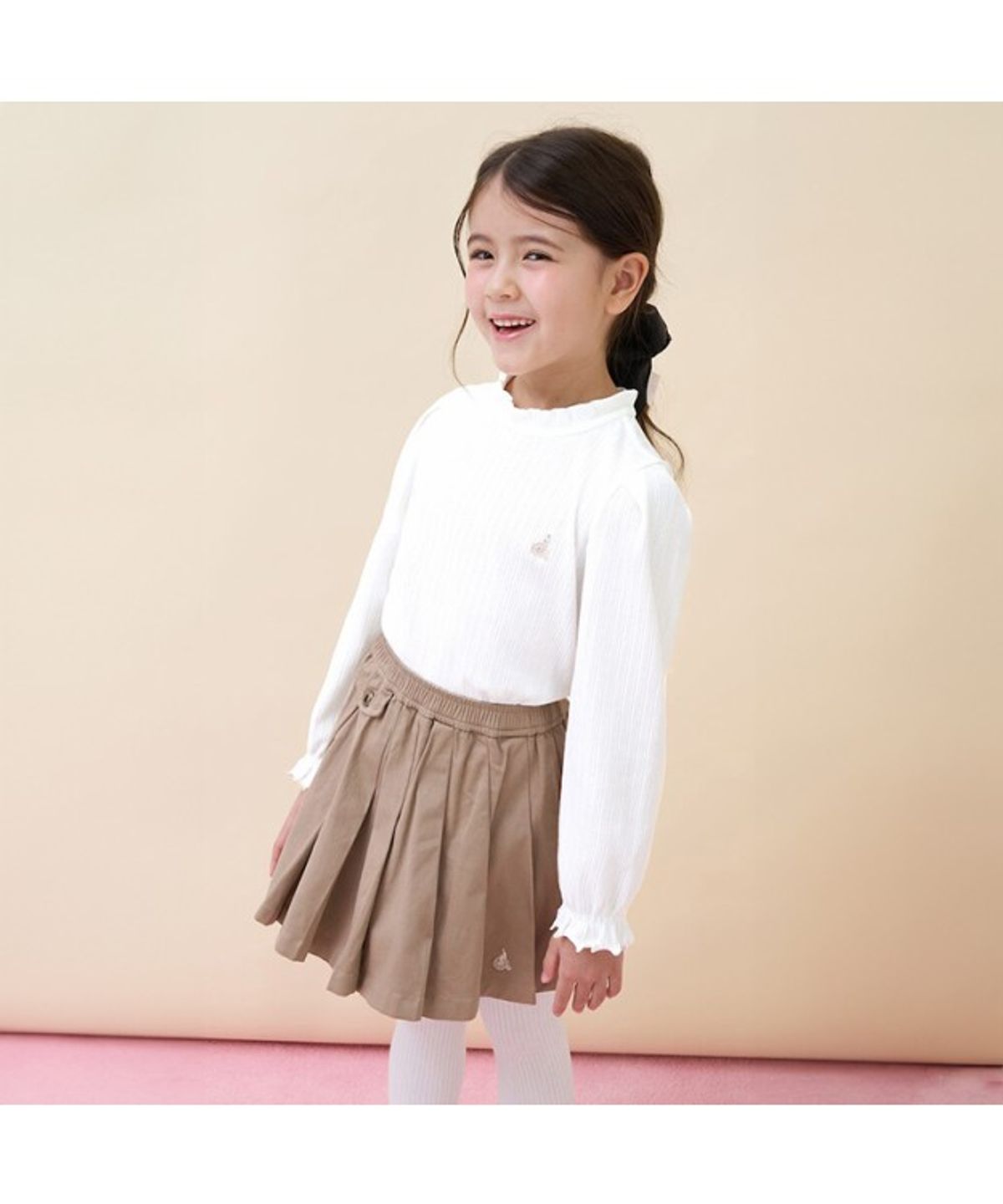빈폴 키즈(BEANPOLE KIDS) 여아 클래식 포인텔 골지 티셔츠  아이보리 (BI6141G910)