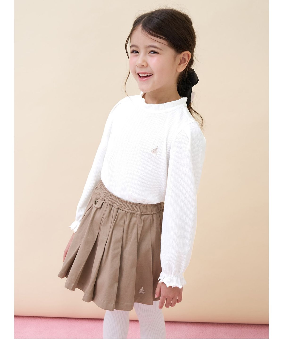 빈폴 키즈(BEANPOLE KIDS) 여아 클래식 포인텔 골지 티셔츠  아이보리 (BI6141G910)