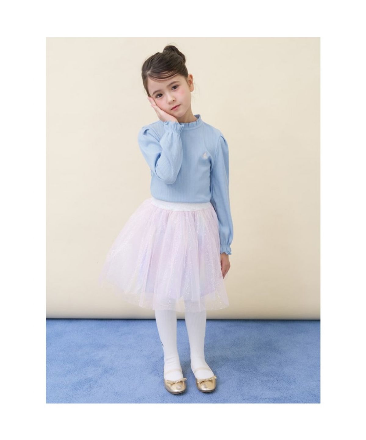 빈폴 키즈(BEANPOLE KIDS) 여아 클래식 포인텔 골지 티셔츠  스카이 블루 (BI6141G91Q)