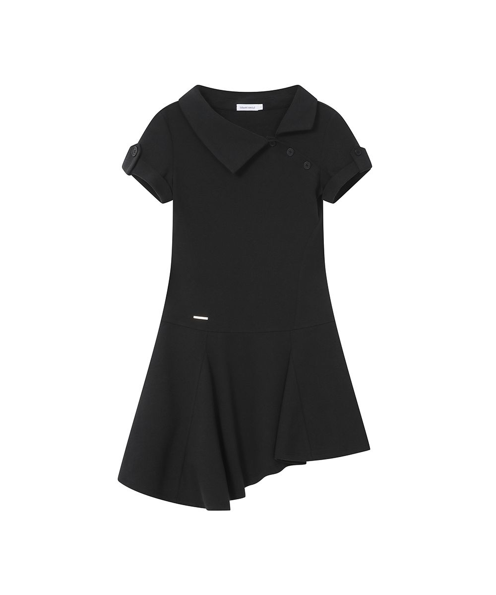 미세키서울(MISEKI SEOUL) Slash button flare one piece BLACK