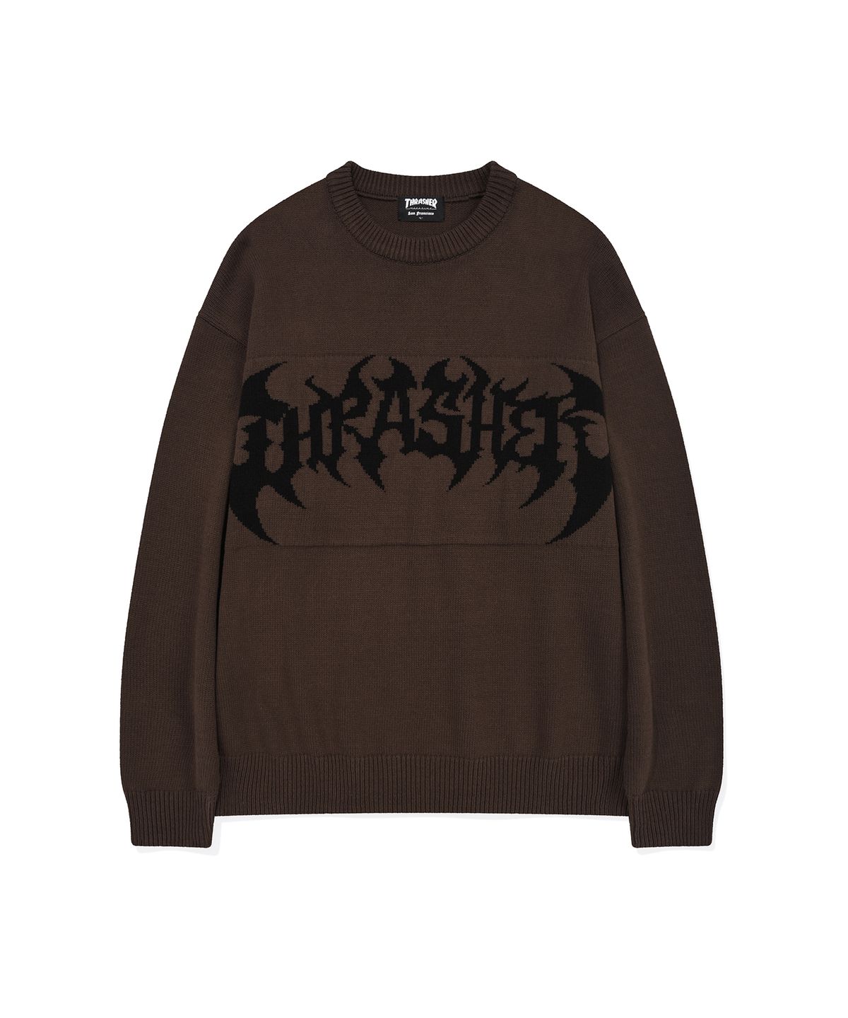 트레셔(THRASHER) 헤비메탈 니트 풀오버 브라운