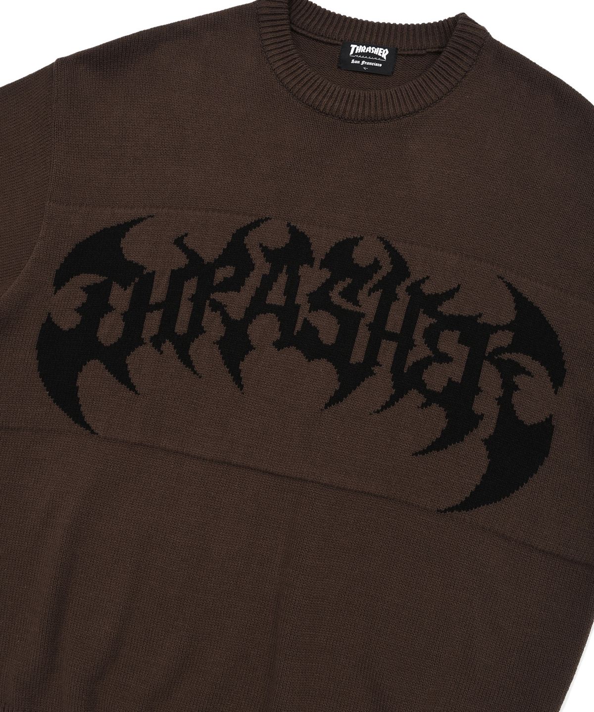 트레셔(THRASHER) 헤비메탈 니트 풀오버 브라운